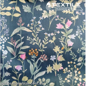 Сатин постельный цветной 1117D1C1 травы, пыльно-бутылочный