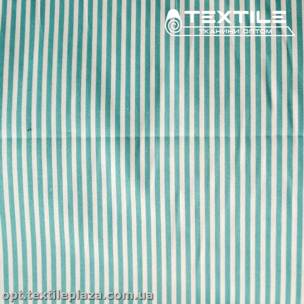 Сатин постельный цветной 1155D1C1 полоска мятная, белый