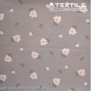 Сатин постельный цветной 15230D19C19 цветы, серый