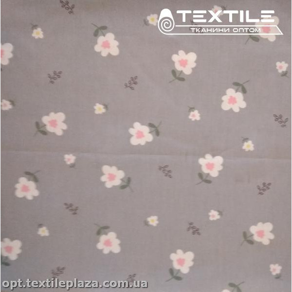 Сатин постельный цветной 15230D19C19 цветы, серый