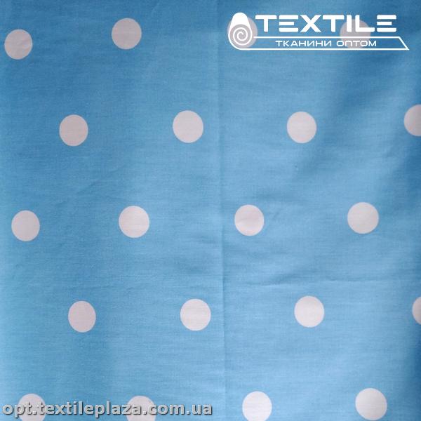 Сатин постельный цветной 1777D3C1 горошек, голубой