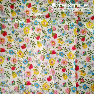 Сатин постельный цветной 4400D9C9 цветы, белый