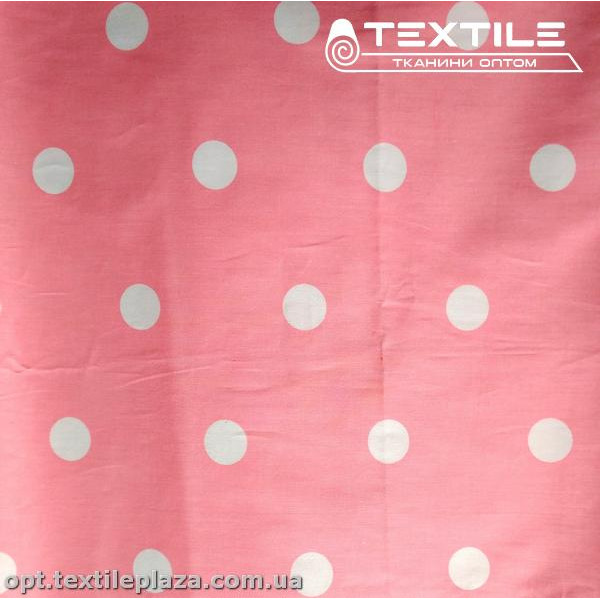 Сатин постельный цветной 1777D3C2 горошек, лососевый