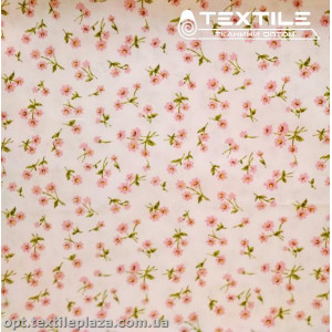 Сатин постельный цветной 15230D10C10 цветы розовые, белый