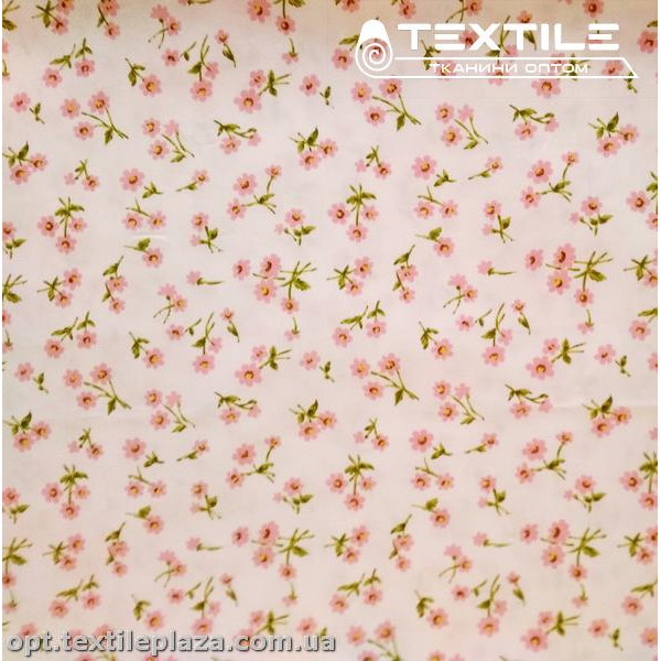 Сатин постельный цветной 15230D10C10 цветы розовые, белый