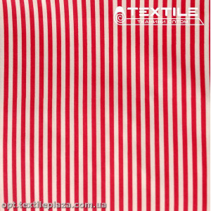 Сатин постельный цветной 1155D1C2 полоска красная, белый
