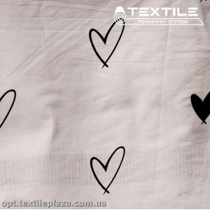 Сатин постельный цветной 14235D43C1 сердечки, белый