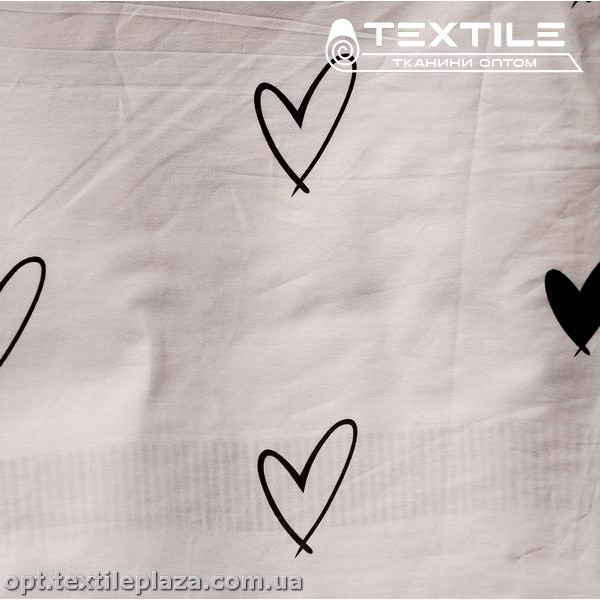 Сатин постельный цветной 14235D43C1 сердечки, белый