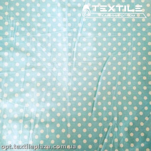 Сатин постельный цветной 4400D8C8 горошек, голубой