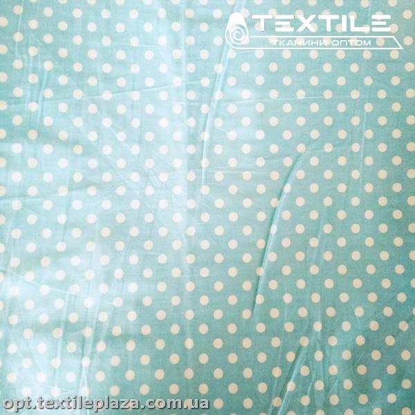 Сатин постельный цветной 4400D8C8 горошек, голубой