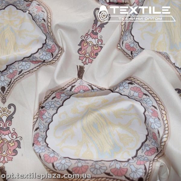Сатин постельный цветной 1603D10C10 узор, светло-пудровый