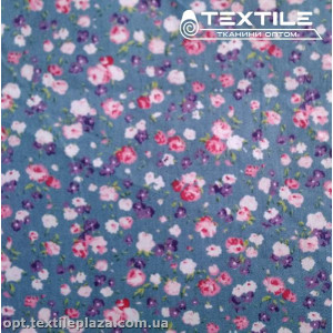 Сатин постельный цветной 7711D23C23 цветы, сизый