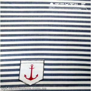 Сатин постельный цветной 15230D11C5 полоска темно-серая, белый