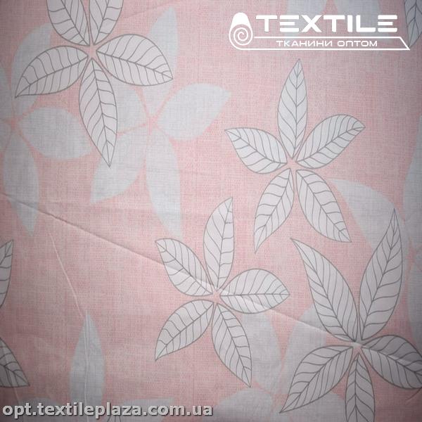 Сатин постельный цветной 1603D29C29 листья, розовый