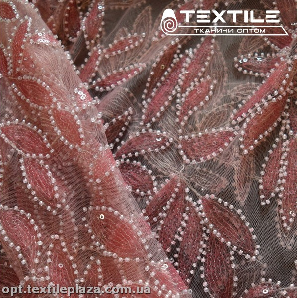Сетка пайетки 2905D1C2 узор, розовый