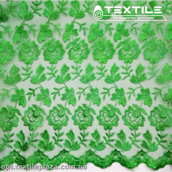 Сетка вышивка 44581D2C26 узор, зеленый