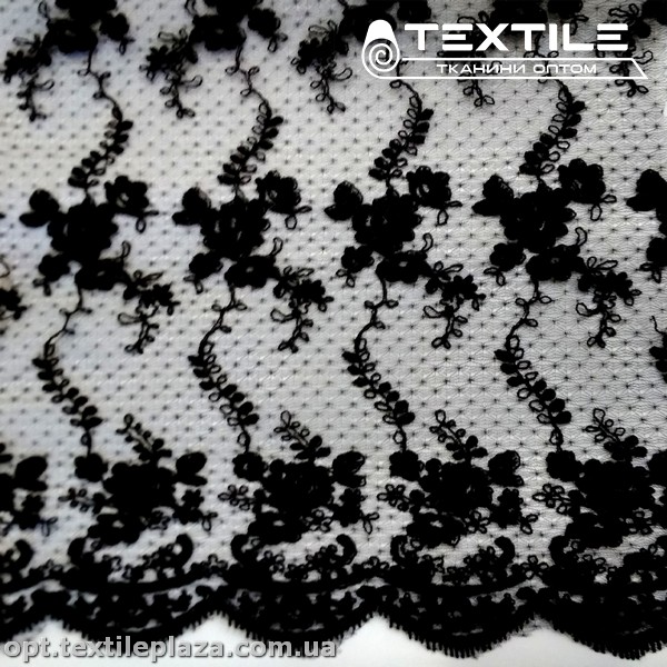 Сетка вышивка 3511D1C1 узор, черный