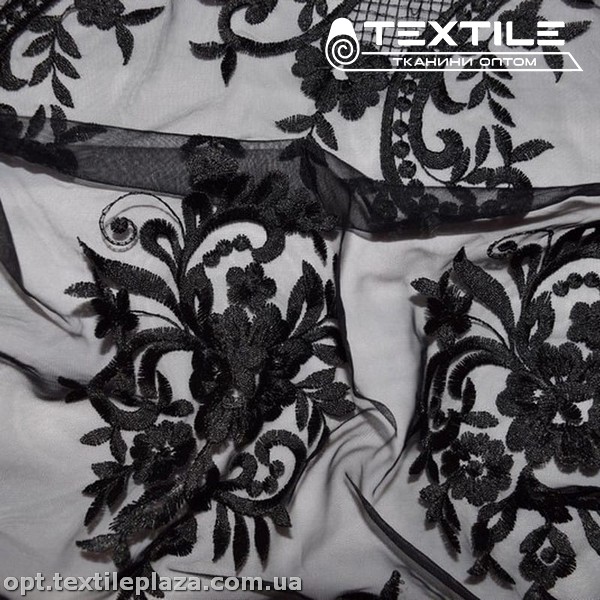 Сетка вышивка 3062D1C4 узор, черный