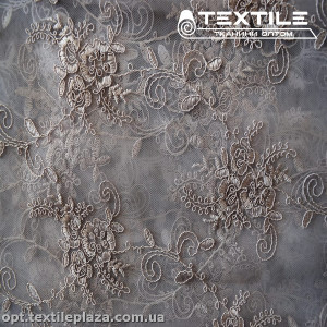 Сетка вышивка 2822D1C13 узор, серо-бежевый