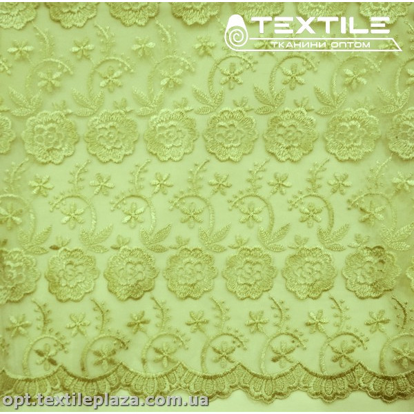 Сетка вышивка 44281D2C40 узор, светло-фисташковый