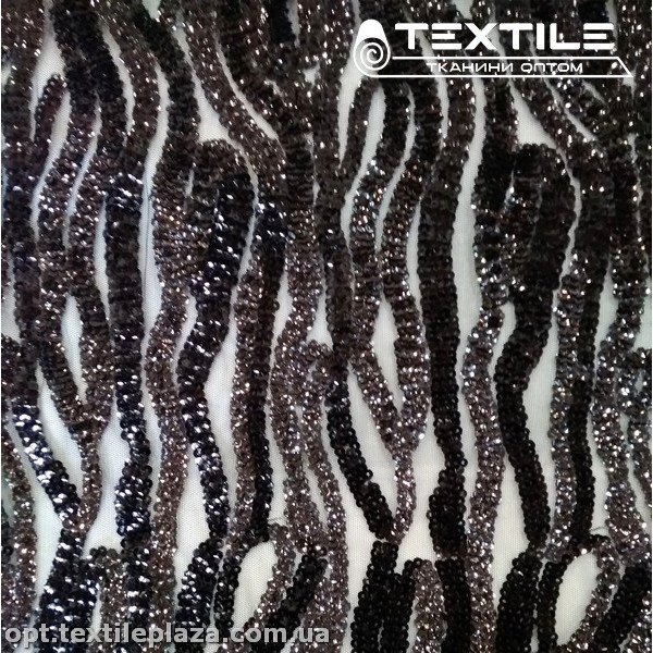 Сетка пайетки 13143D1C2 узор, черный