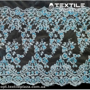 Сетка вышивка 91269D2C4 узор, голубой