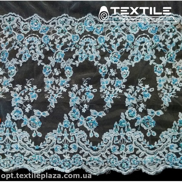 Сетка вышивка 91269D2C4 узор, голубой