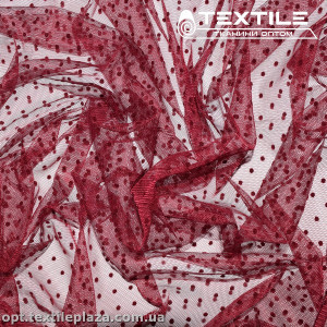 Сетка флок 4167D2C6 горошек, бордовый