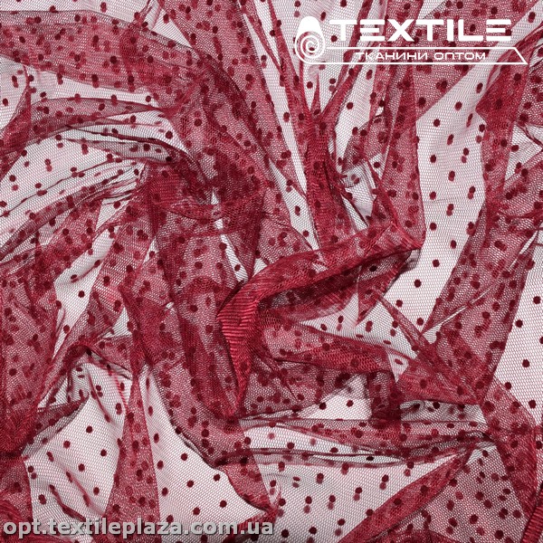 Сетка флок 4167D2C6 горошек, бордовый