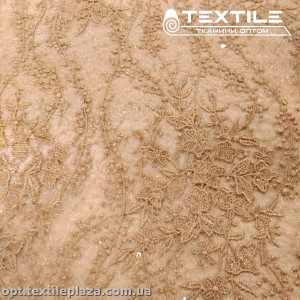 Сетка вышивка 13515D1C1 узор, бежевый