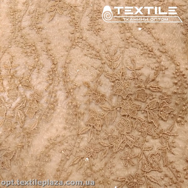 Сетка вышивка 13515D1C1 узор, бежевый