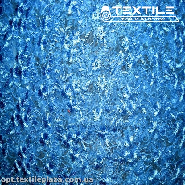 Сетка вышивка 89481D3C3 узор, голубой