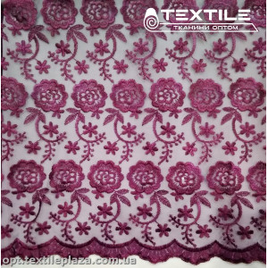 Сетка вышивка 44281D2C41 узор, темно-лиловый