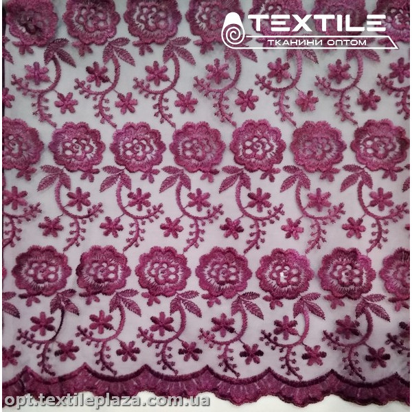 Сетка вышивка 44281D2C41 узор, темно-лиловый