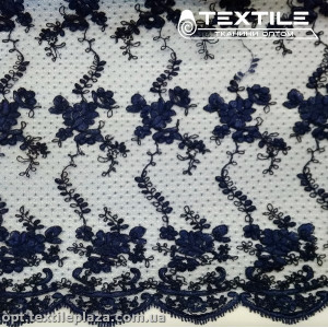 Сетка вышивка 3511D1C2 узор, темно-синий