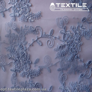 Сетка вышивка 2822D1C10 узор, светло-голубой