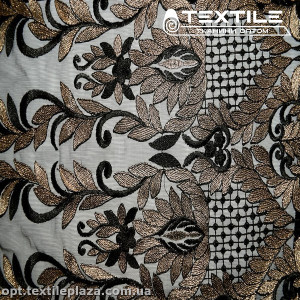 Сетка вышивка 3474D55C2 узор золото, черный