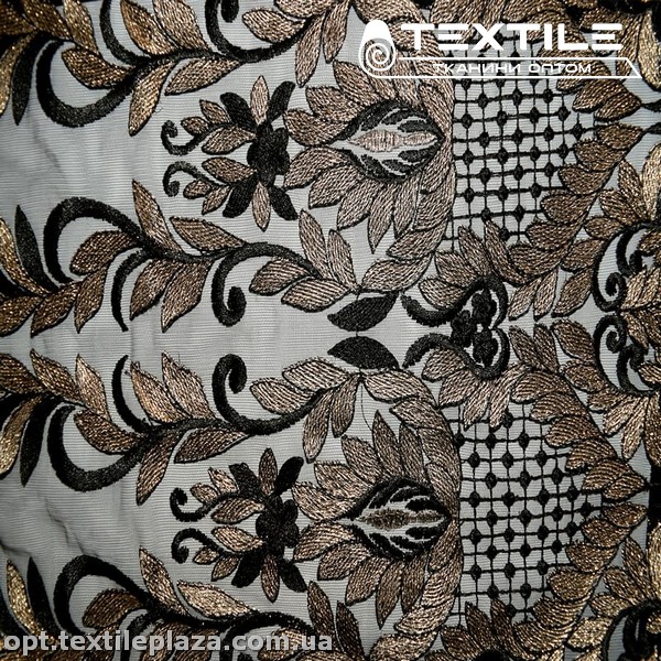 Сетка вышивка 3474D55C2 узор золото, черный