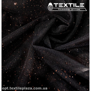 Сетка блестки 5250D12C33 узор, медь, чёрный