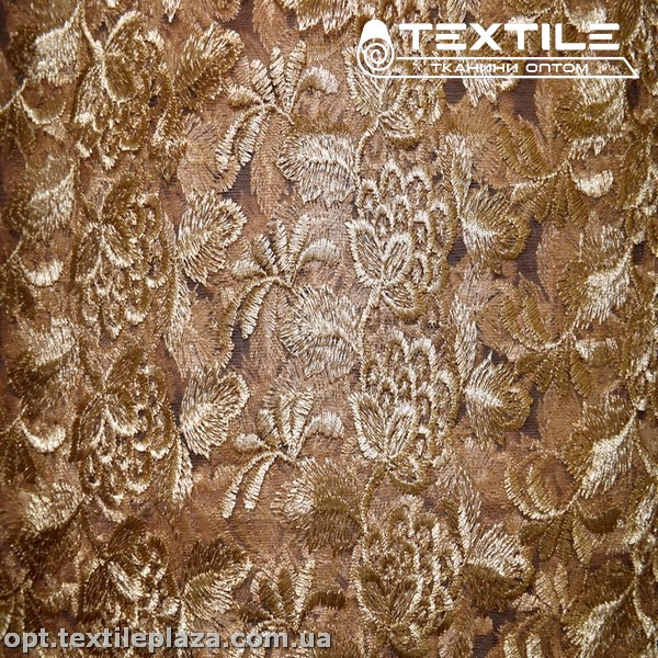 Сетка вышивка 44181D2C9 узор, светлое золото