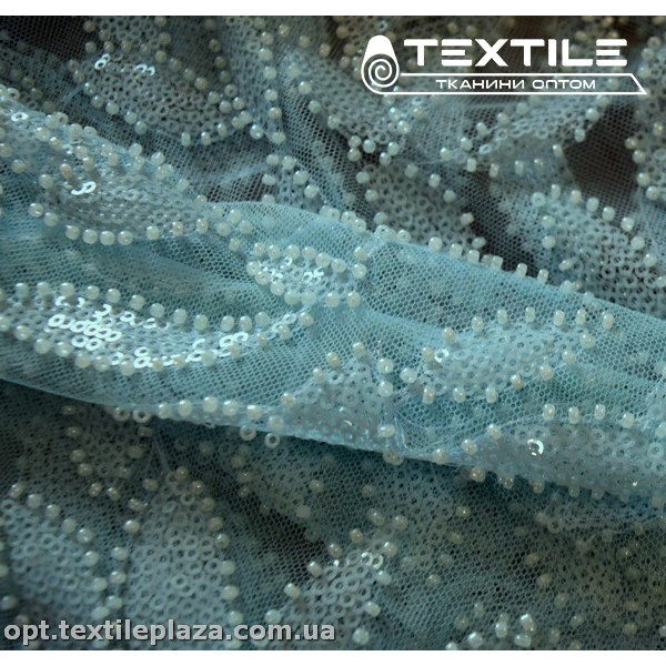 Сетка пайетки 2905D1C3 узор, голубой