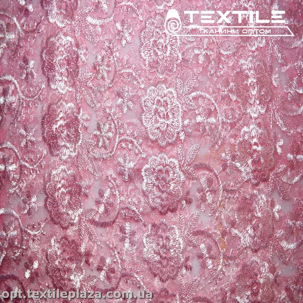 Сетка вышивка 44281D2C10 узор, светло-розовый