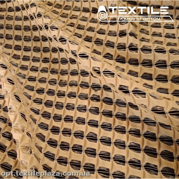 Сетка жаккард 12334D1C3 прорези, кремовый