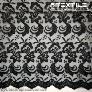 Сетка вышивка 44681D2C24 узор, черный