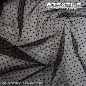 Сетка флок 4167D2C8 горошек, черный