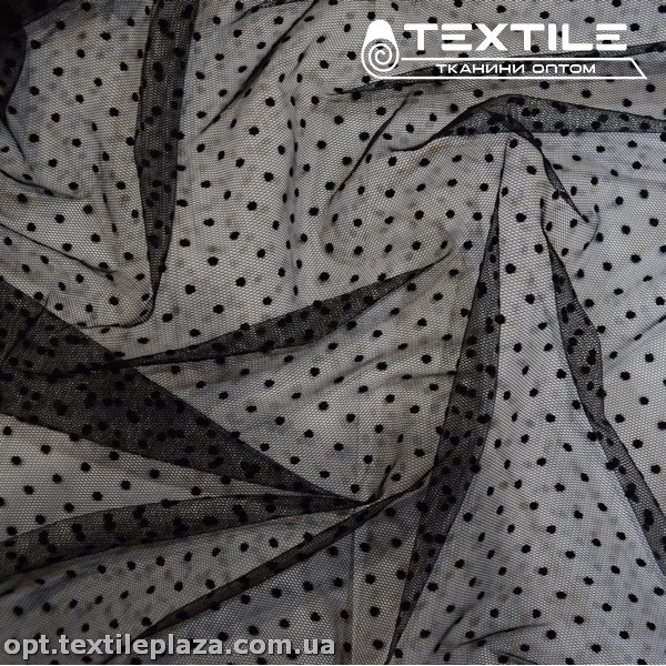 Сетка флок 4167D2C8 горошек, черный