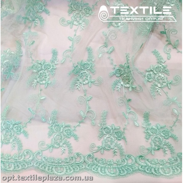 Сетка вышивка 2822D1C2 узор, мятный