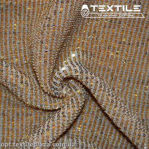 Сетка пайетки 3571D1C1 гофре, золото