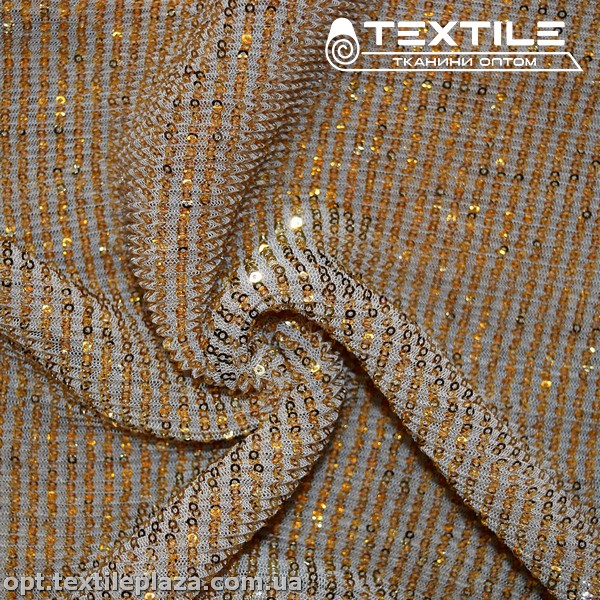 Сетка пайетки 3571D1C1 гофре, золото