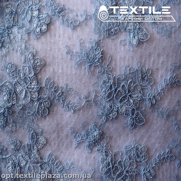 Сетка вышивка 2816D1C10 узор, голубой